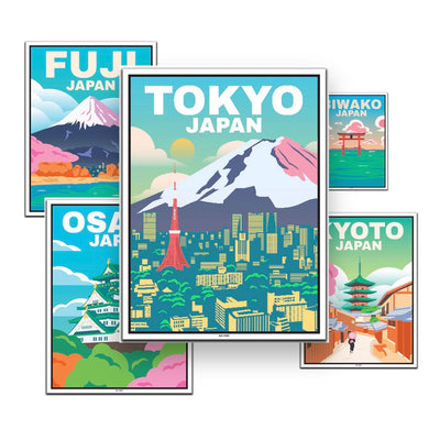 Japan 5er Poster-Set (Biwako, Fuji, Kyoto, Osaka, Tokio) - 50x70cm