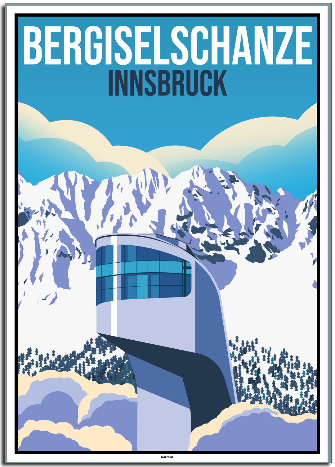 vintage kunstdruck travel retro poster Bergiselschanze Innsbruck Online Shop  