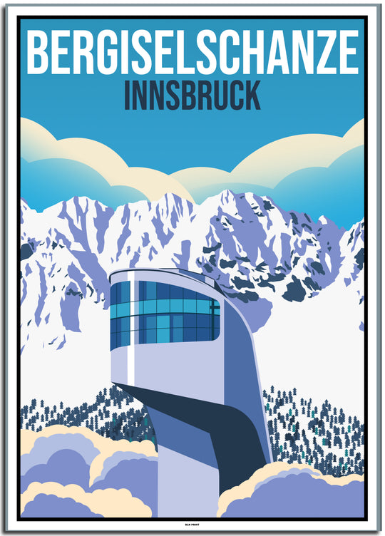 vintage kunstdruck travel retro poster Bergiselschanze Innsbruck Online Shop  