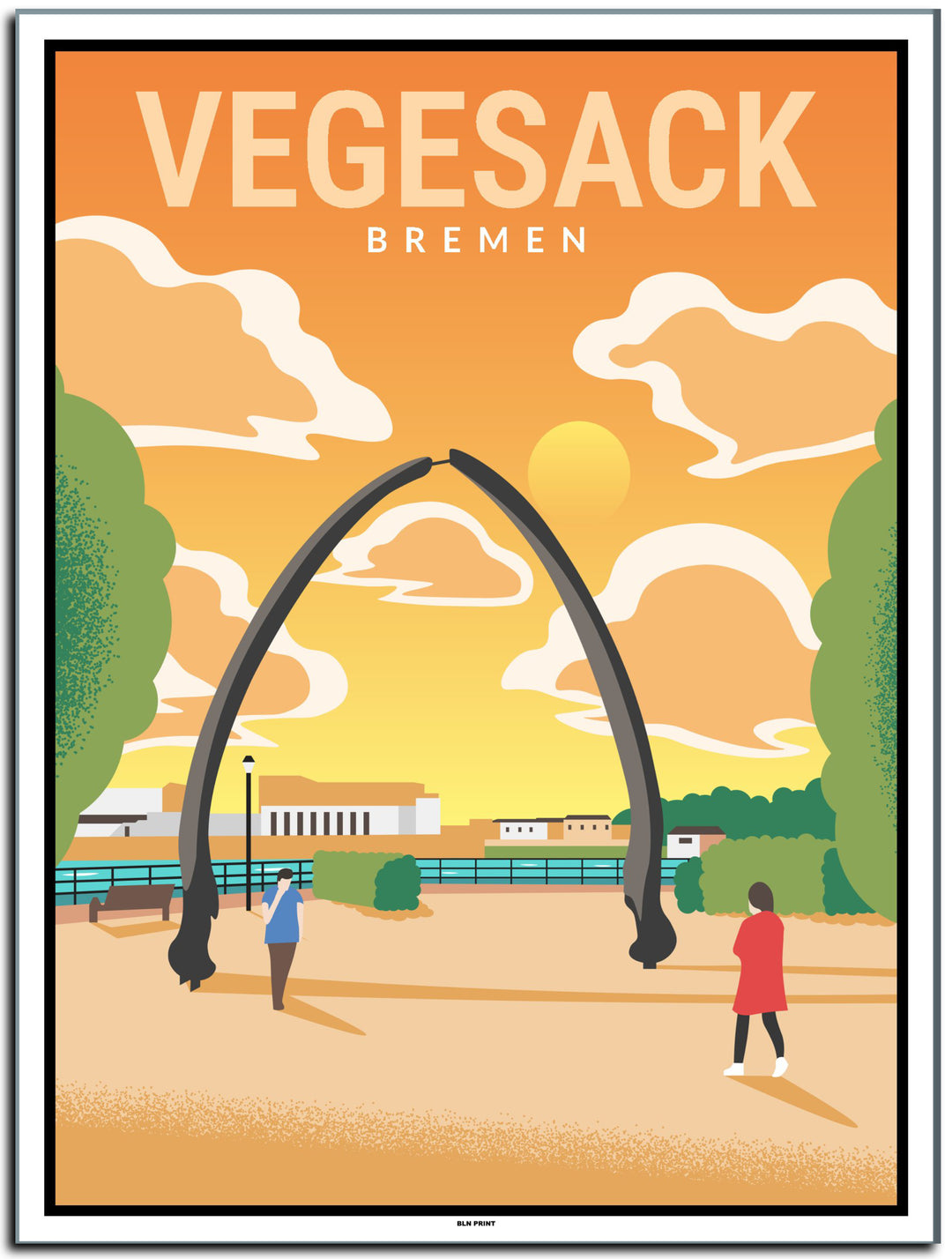 vintage kunstdruck poster Vegesack Bremen #30x40cm-weier-farbrand