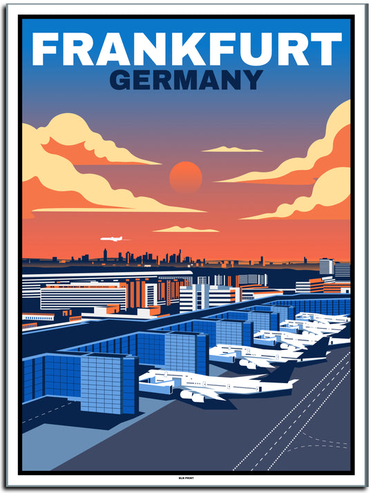 vintage kunstdruck travel retro poster online shop Flughafen Frankfurt #30x40cm-white-color-border