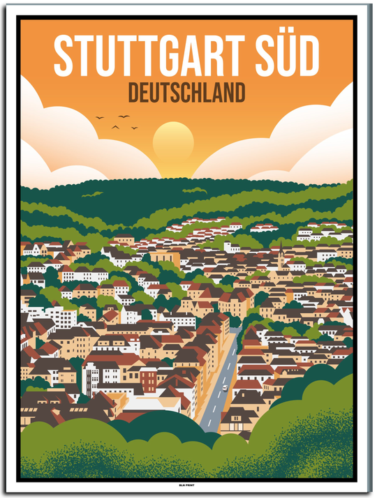 vintage kunstdruck poster stuttgart süd #30x40cm-weier-farbrand