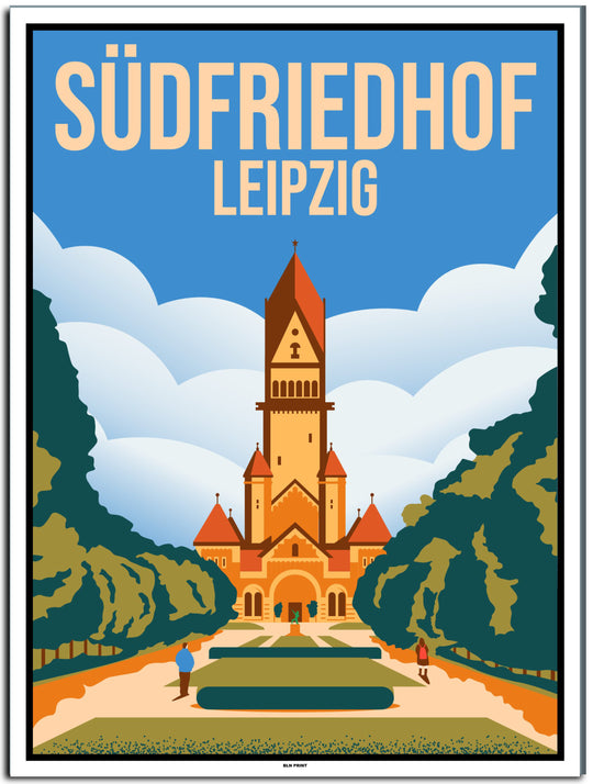 vintage kunstdruck poster Südfriedhof Leipzig #30x40cm-weier-farbrand