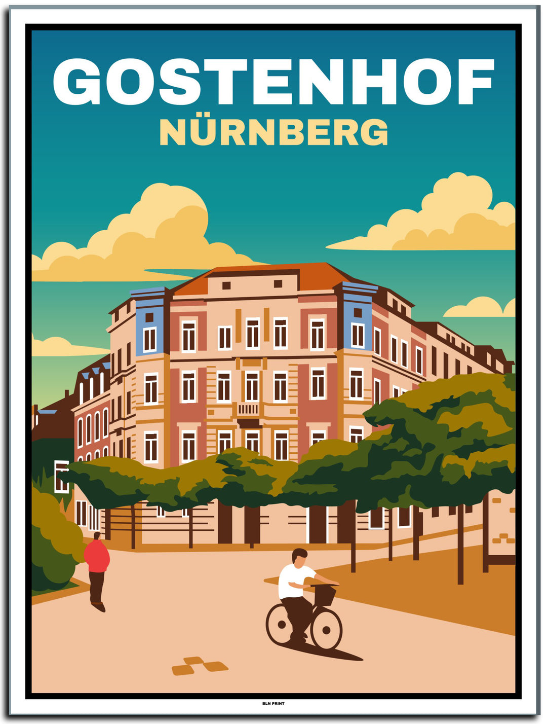 vintage kunstdruck poster gostenhof nürnberg #30x40cm-weier-farbrand