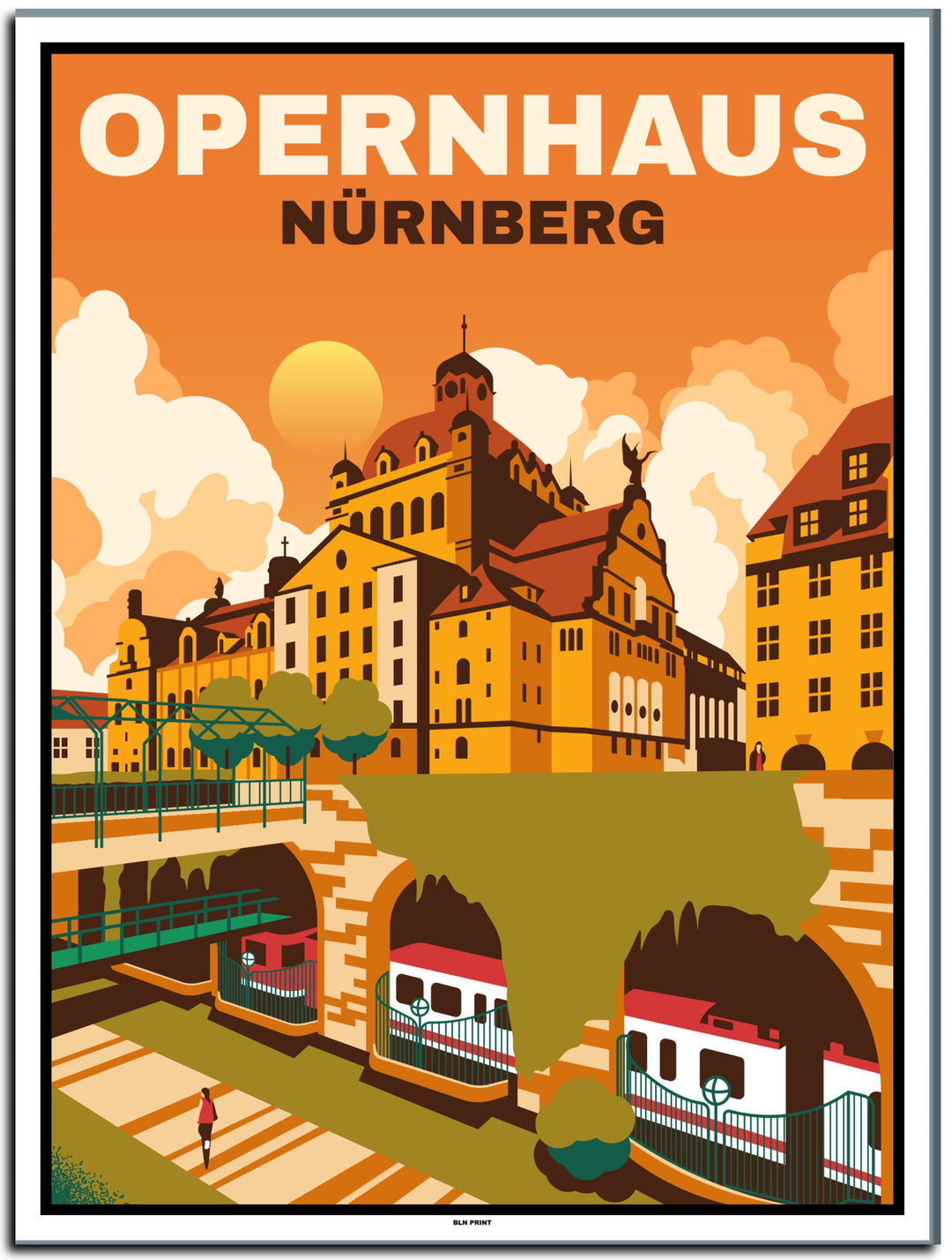 vintage kunstdruck poster opernhaus nürnberg #30x40cm-weier-farbrand