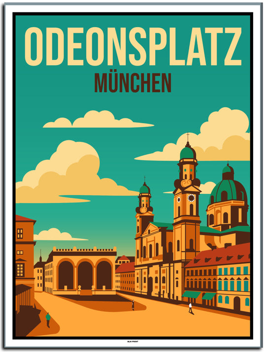 vintage kunstdruck poster odeonsplatz münchen #30x40cm-weier-farbrand