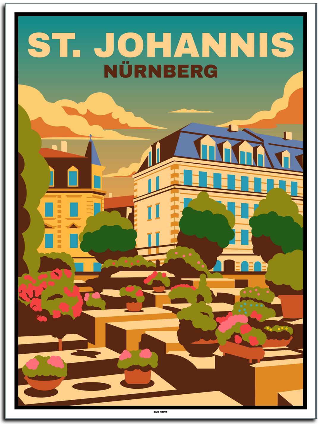 vintage kunstdruck poster st.johannis nürnberg #30x40cm-weier-farbrand