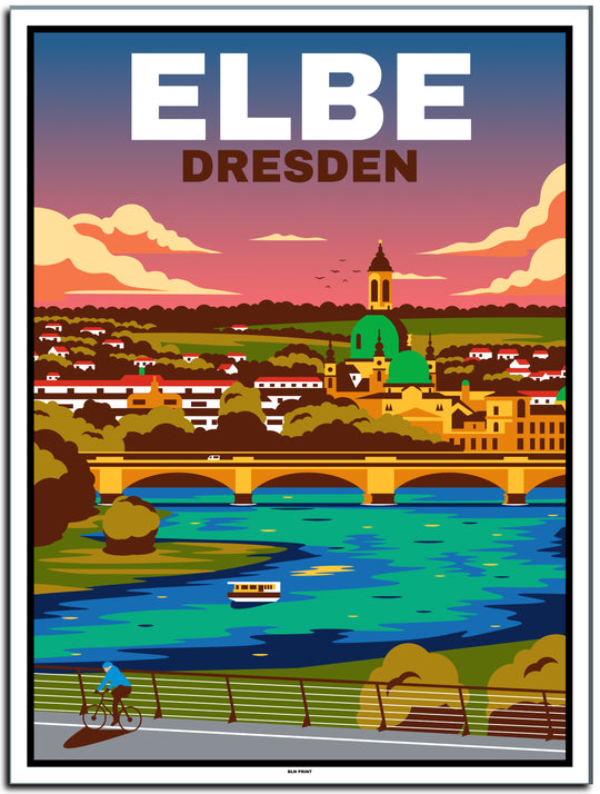 vintage kunstdruck poster dresden elbe #30x40cm-weier-farbrand