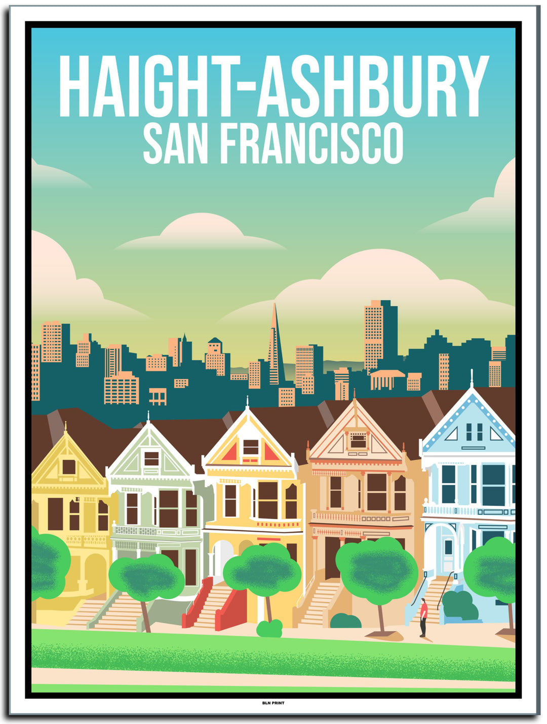 vintage travel poster san Francisco #30x40cm-white-color-border