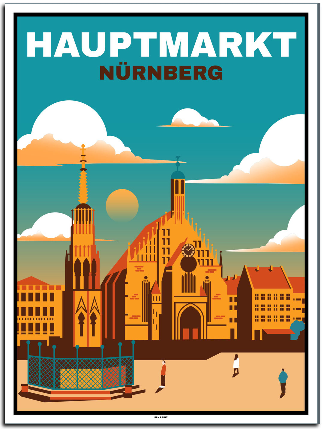 vintage kunstdruck poster hauptmarkt nürnberg #30x40cm-weier-farbrand