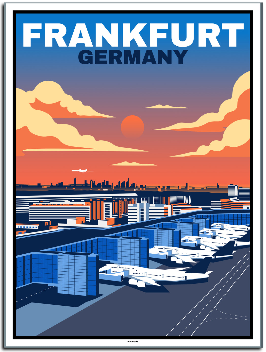 vintage kunstdruck travel retro poster online shop Flughafen Frankfurt #30x40cm-weier-farbrand