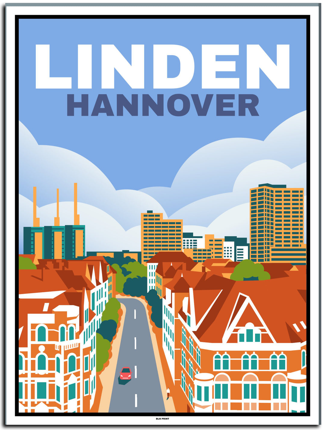 vintage kunstdruck poster linden Hannover #30x40cm-weier-farbrand