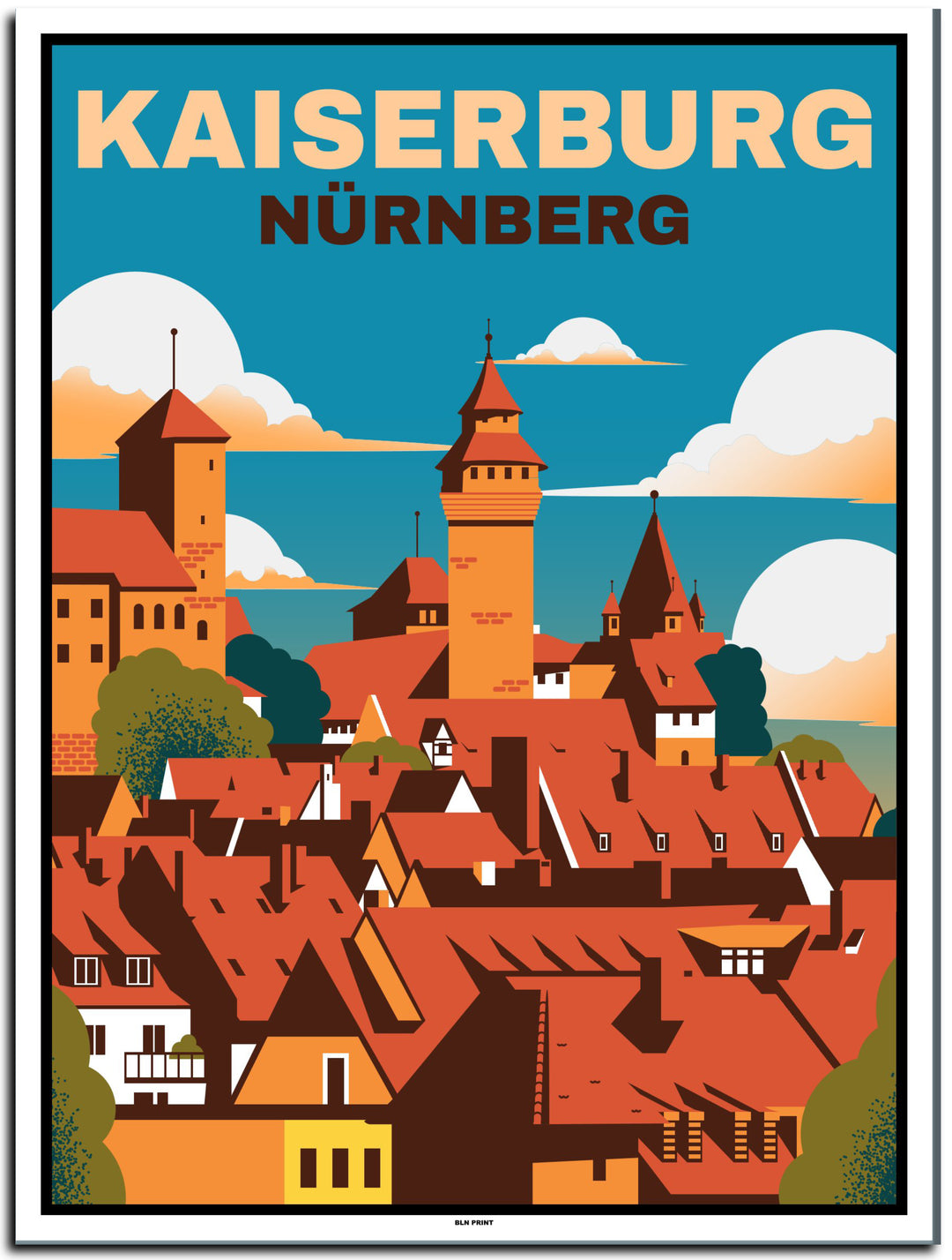 vintage kunstdruck poster kaiserburg nürnberg #30x40cm-weier-farbrand