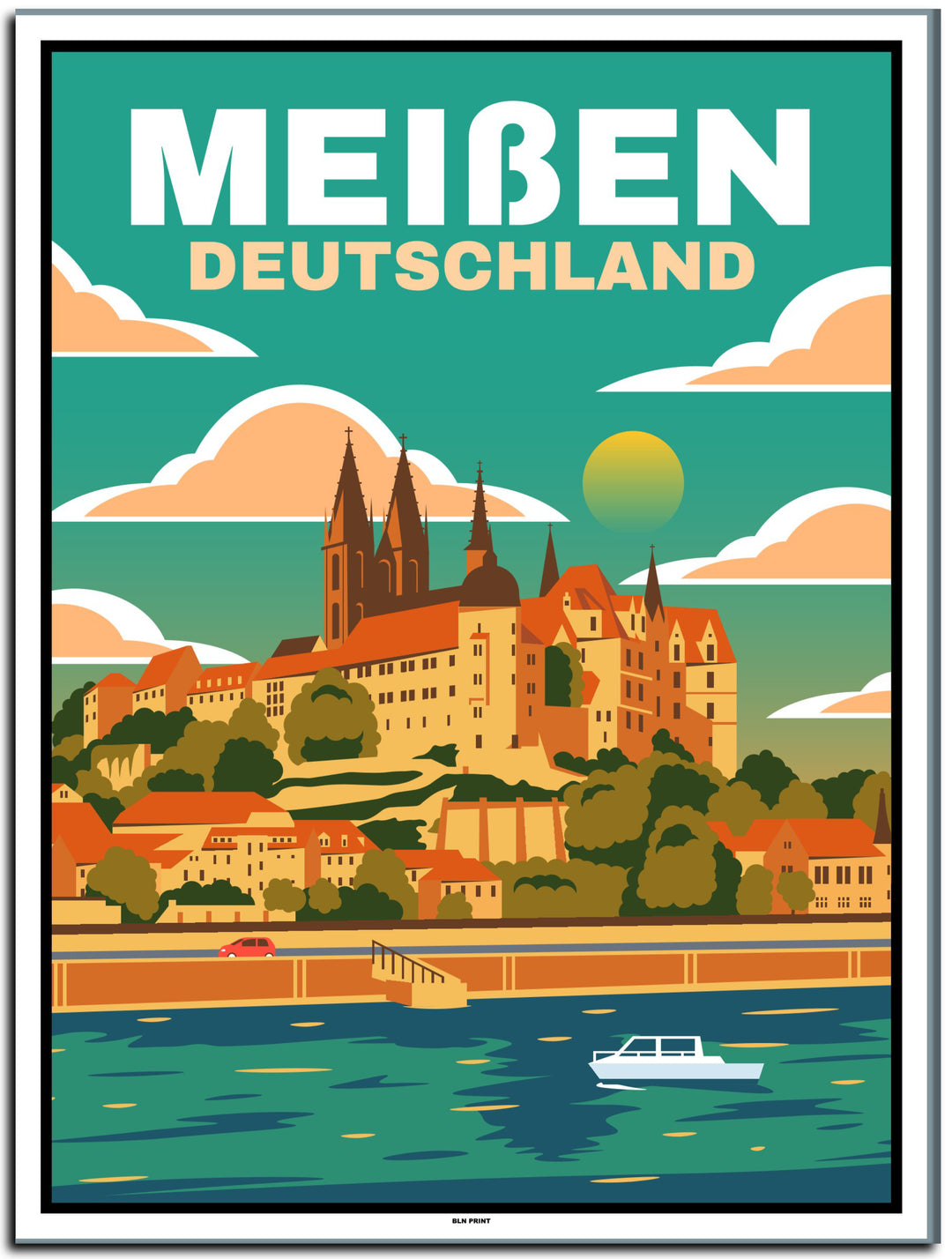 vintage kunstdruck poster Meißen Dresden #30x40cm-weier-farbrand
