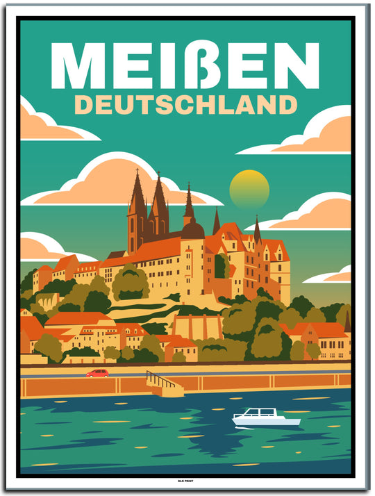 vintage kunstdruck poster Meißen Dresden #30x40cm-weier-farbrand