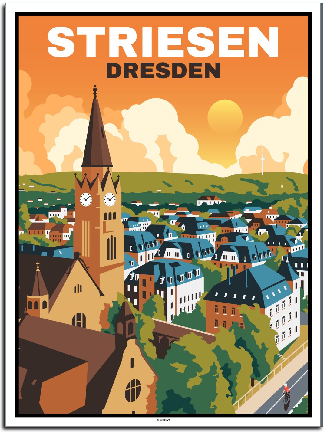 vintage kunstdruck poster Striesen Dresden #30x40cm-weier-farbrand