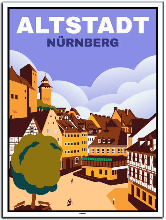 vintage kunstdruck poster altstadt nürnberg #30x40cm-weier-farbrand