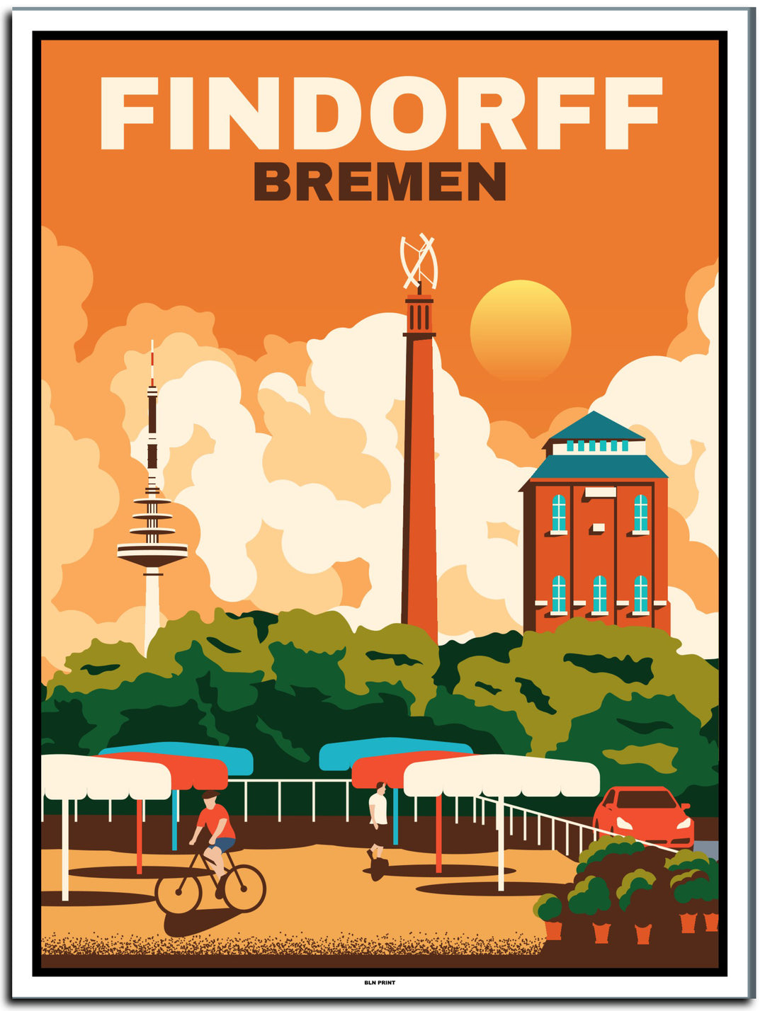 vintage kunstdruck poster findorf Bremen #30x40cm-weier-farbrand