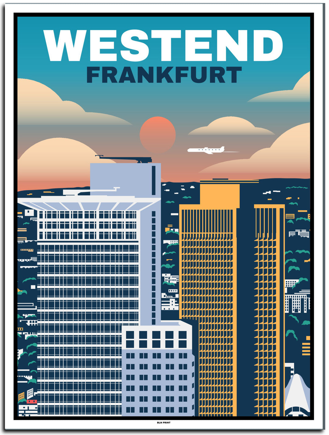 vintage kunstdruck poster Westend Frankfurt #30x40cm-weier-farbrand