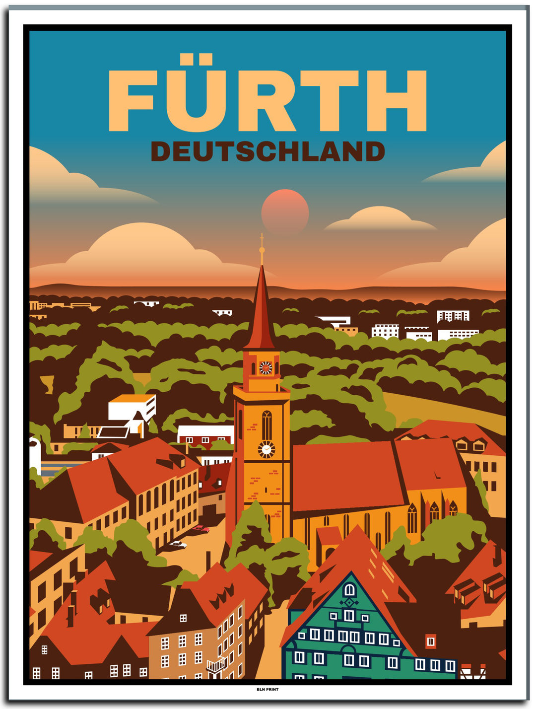 vintage kunstdruck poster pellerhaus nürnberg #30x40cm-weier-farbrand