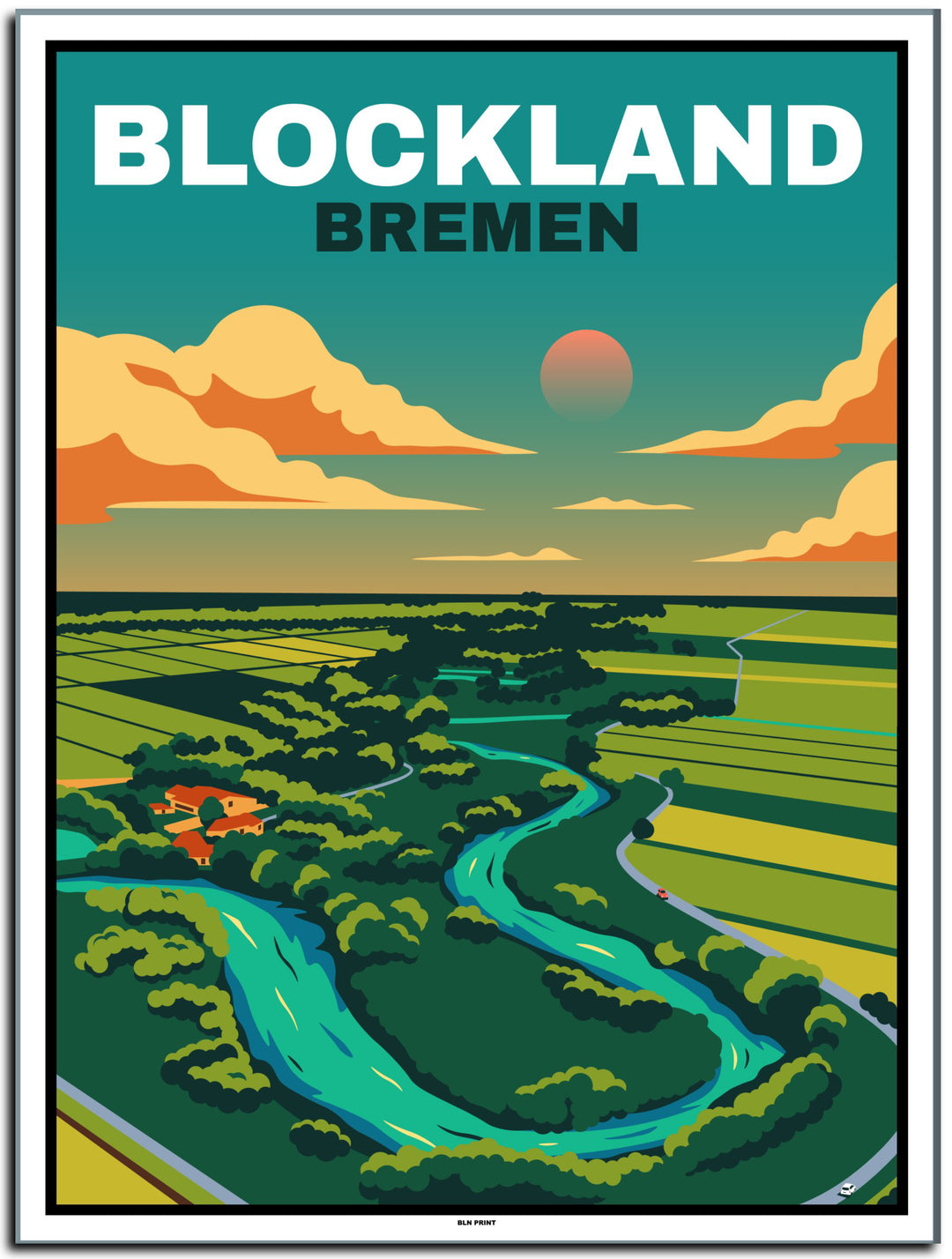 vintage kunstdruck poster Blockland Bremen #30x40cm-weier-farbrand