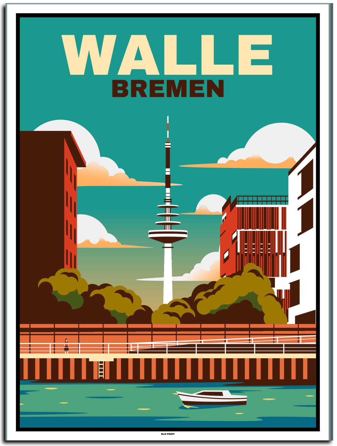 vintage kunstdruck poster Walle Bremen #30x40cm-weier-farbrand