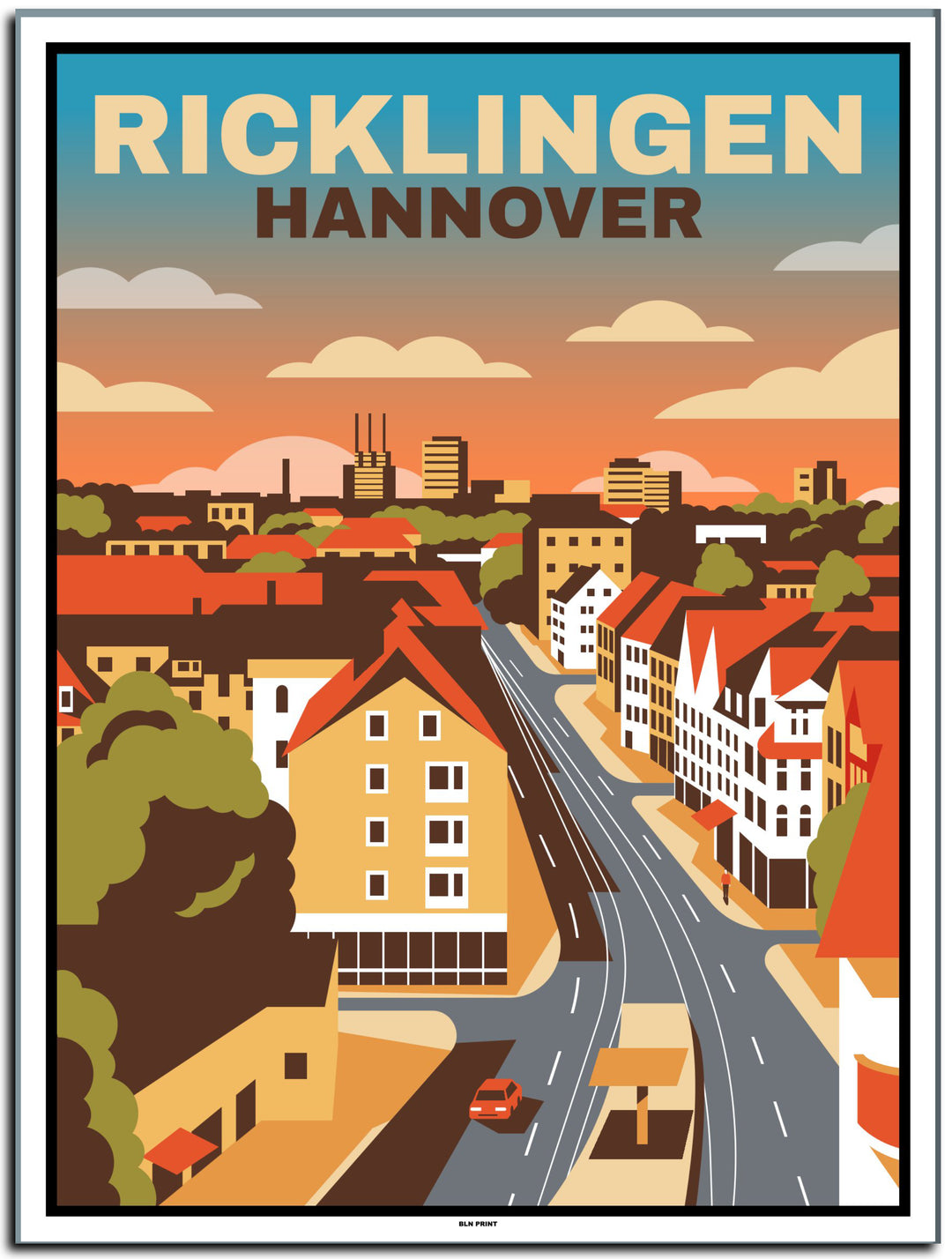 vintage kunstdruck poster hannover ricklingen #30x40cm-weier-farbrand