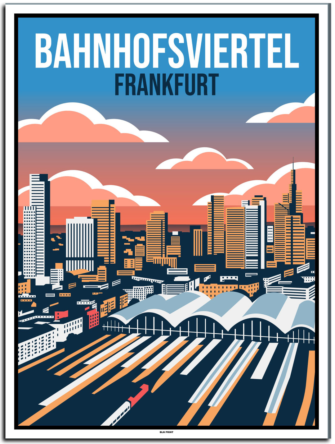 vintage kunstdruck poster Bahnhofsviertel Frankfurt #30x40cm-weier-farbrand