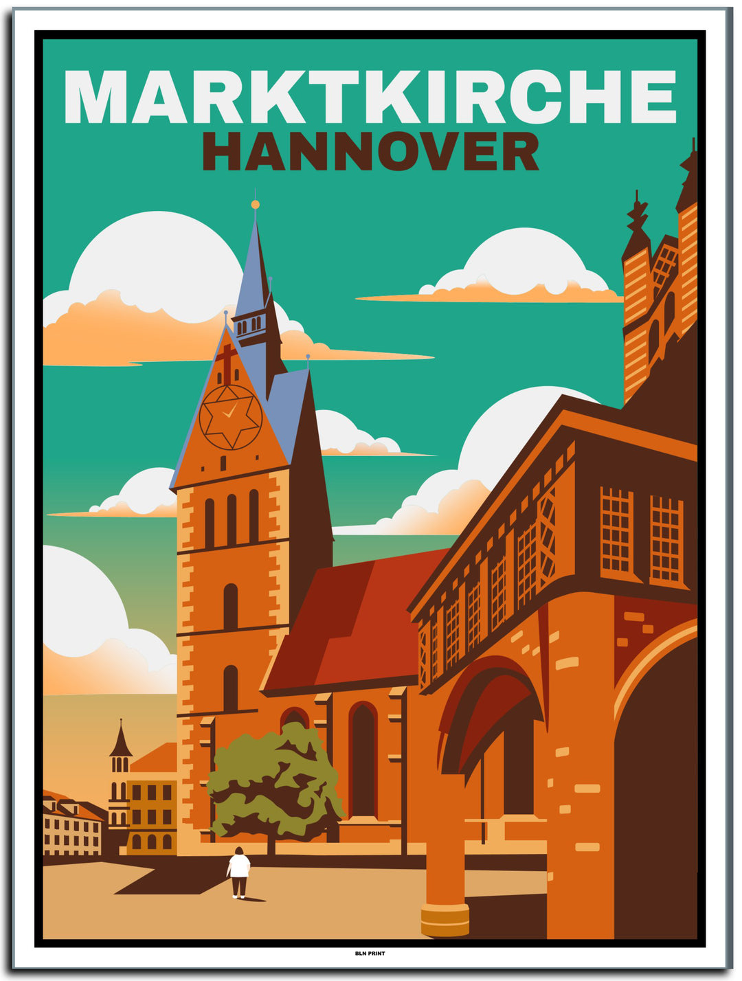 vintage kunstdruck poster marktkirche hannover #30x40cm-weier-farbrand