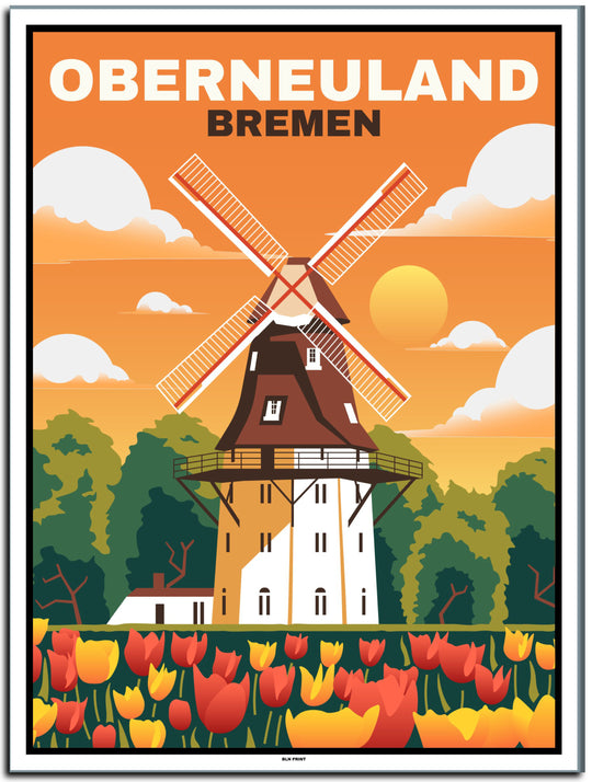 vintage kunstdruck poster Oberneuland Bremen #30x40cm-weier-farbrand