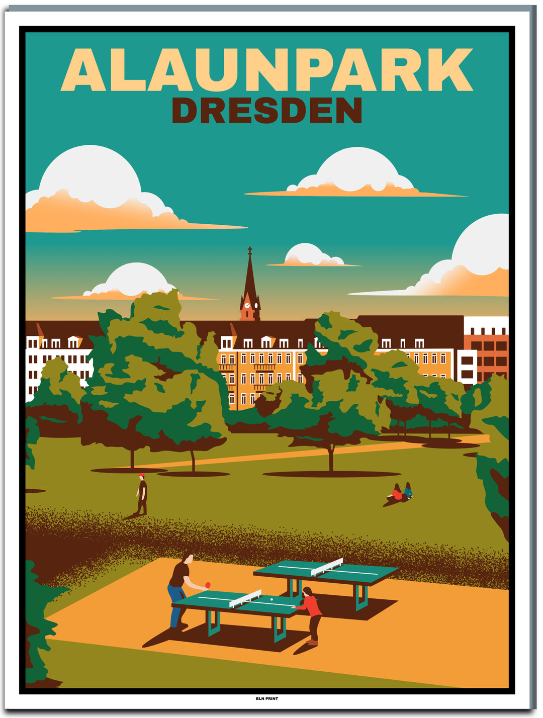 vintage kunstdruck poster Alaunplatz Dresden #30x40cm-weier-farbrand