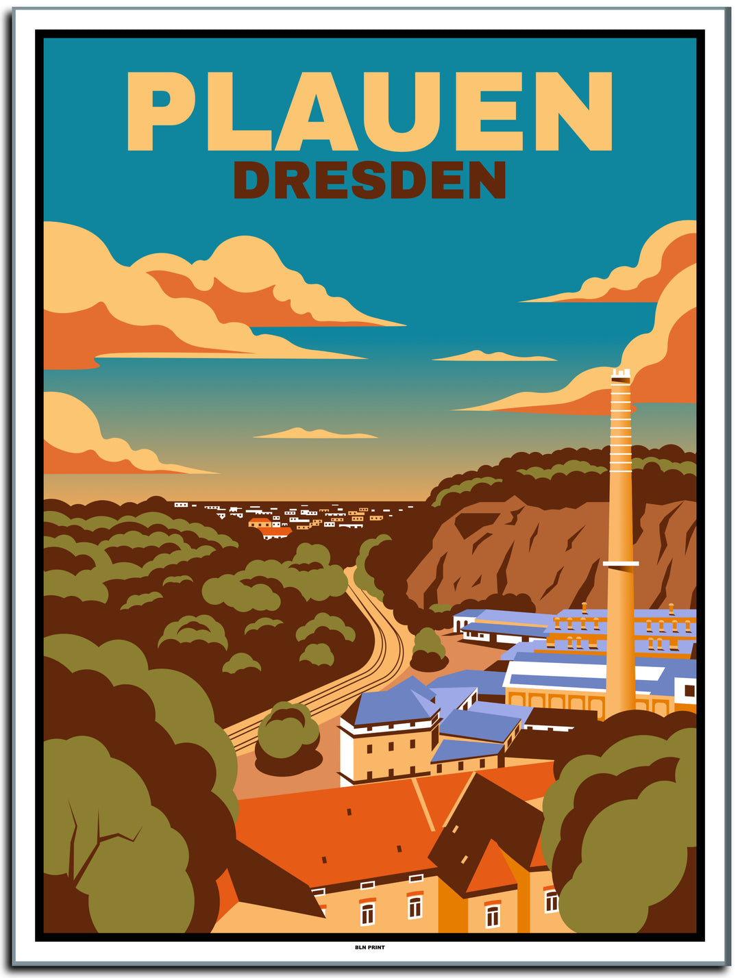 vintage kunstdruck poster Dresden Plauen #30x40cm-weier-farbrand