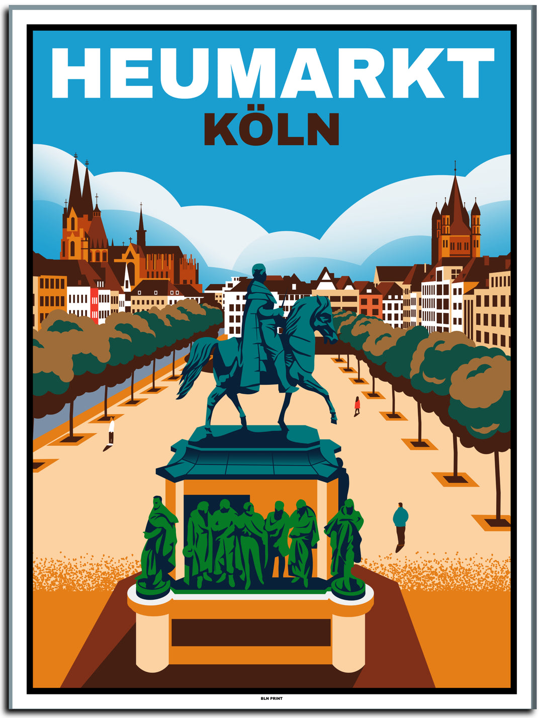 vintage kunstdruck travel retro poster Belgisches Viertel Köln Online bestellen  #30x40cm-white-color-border