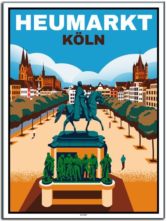 vintage kunstdruck travel retro poster Belgisches Viertel Köln Online bestellen  #30x40cm-white-color-border