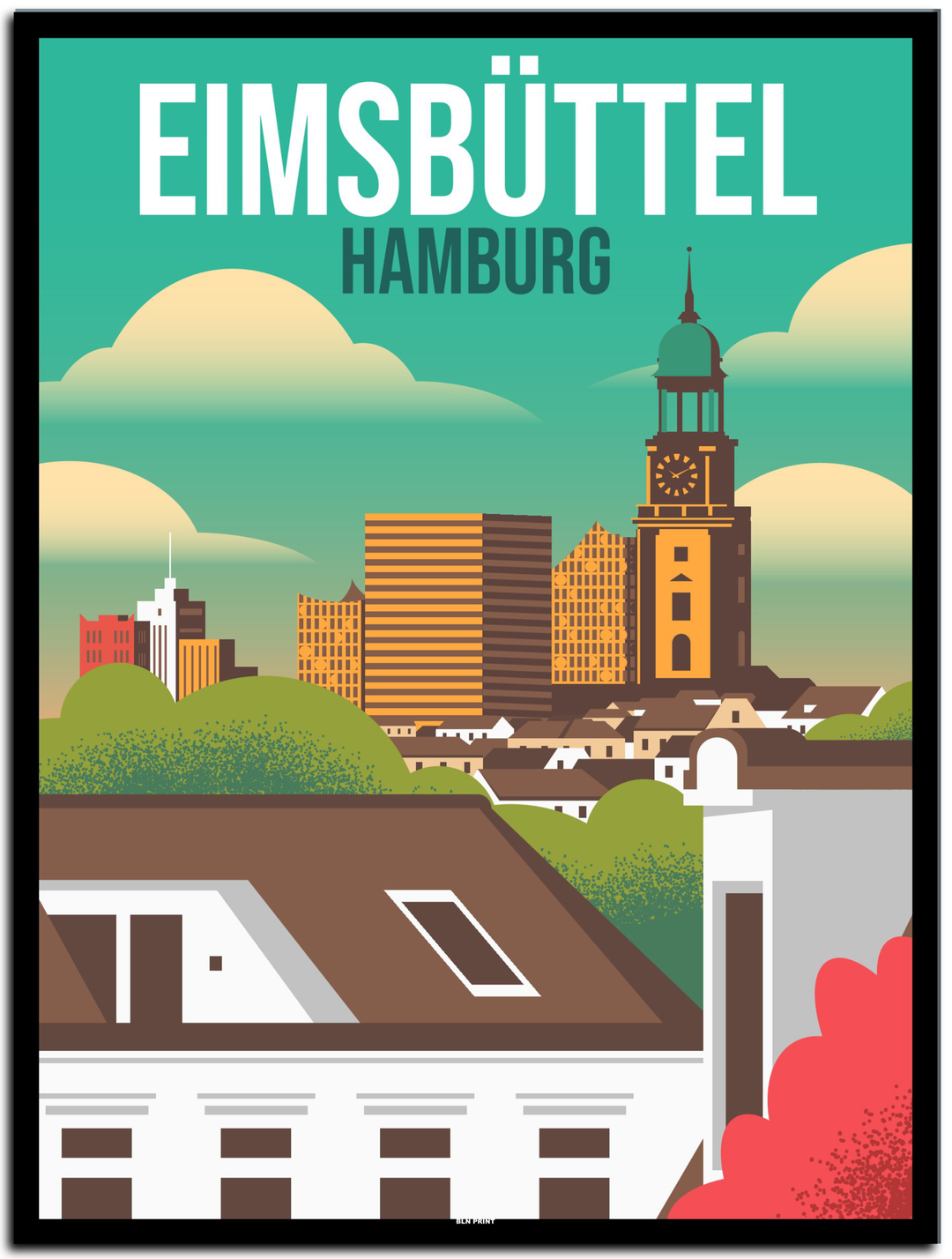 vintage hamburg poster shop #30x40cm-schwarzer-farbrand