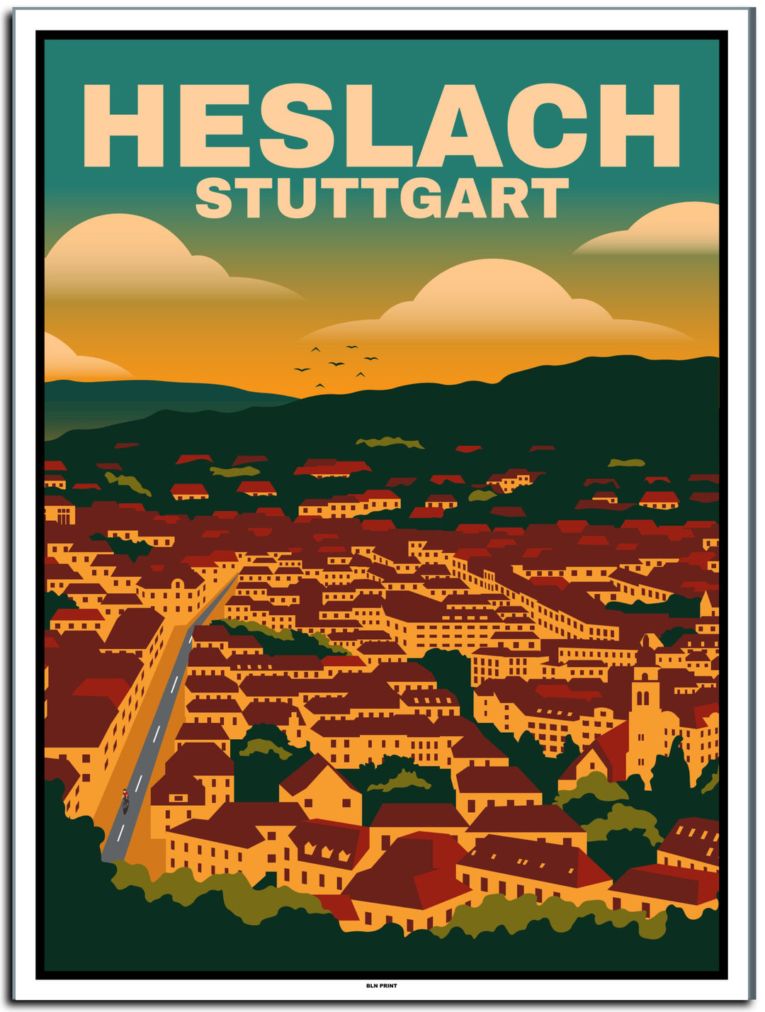 vintage kunstdruck poster stuttgart heslach #30x40cm-weier-farbrand