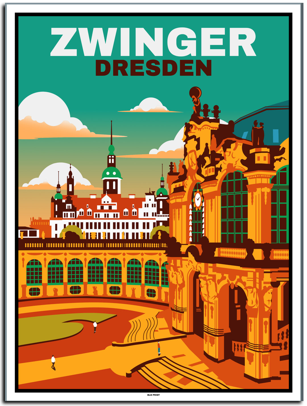 vintage kunstdruck poster Zwinger Dresden #30x40cm-weier-farbrand