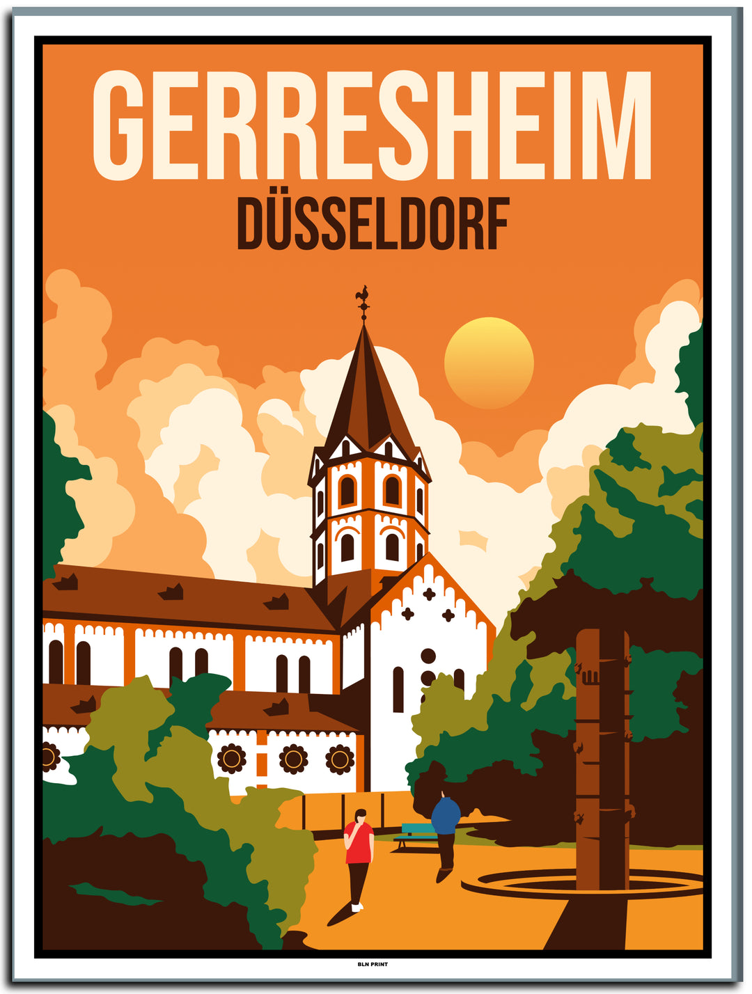 vintage kunstdruck poster Gerresheim Düsseldorf #30x40cm-weier-farbrand