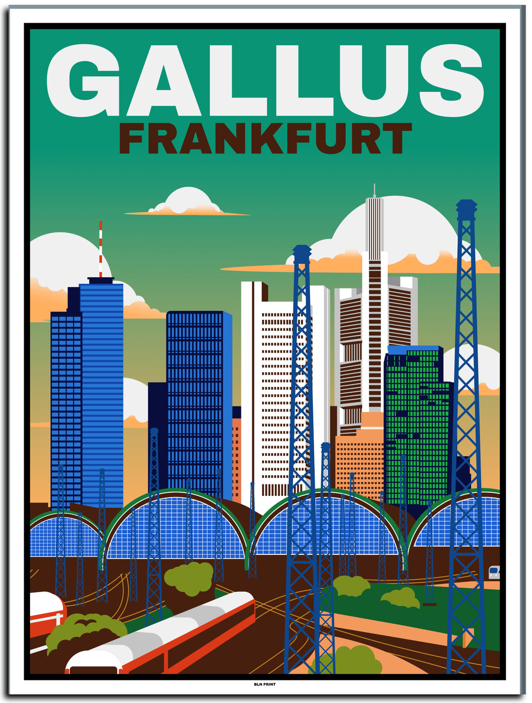 vintage kunstdruck travel retro poster online shop Gallus Frankfurt #30x40cm-white-color-border