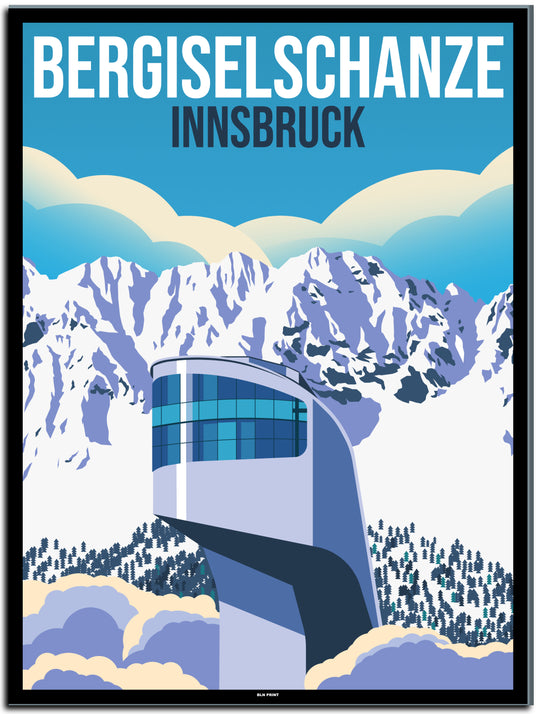 vintage kunstdruck travel retro poster Bergiselschanze Innsbruck Online Shop  