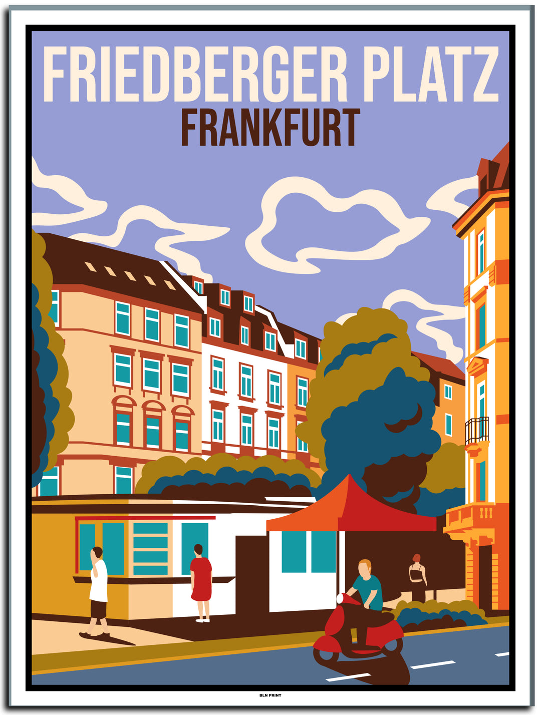 vintage kunstdruck travel retro poster Friedberger Platz Frankfurt online bestellen #30x40cm-weier-farbrand