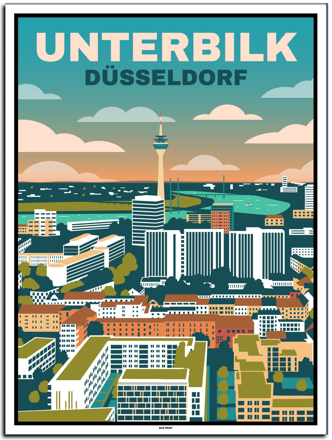 vintage kunstdruck poster Unterbilk Düsseldorf #30x40cm-weier-farbrand