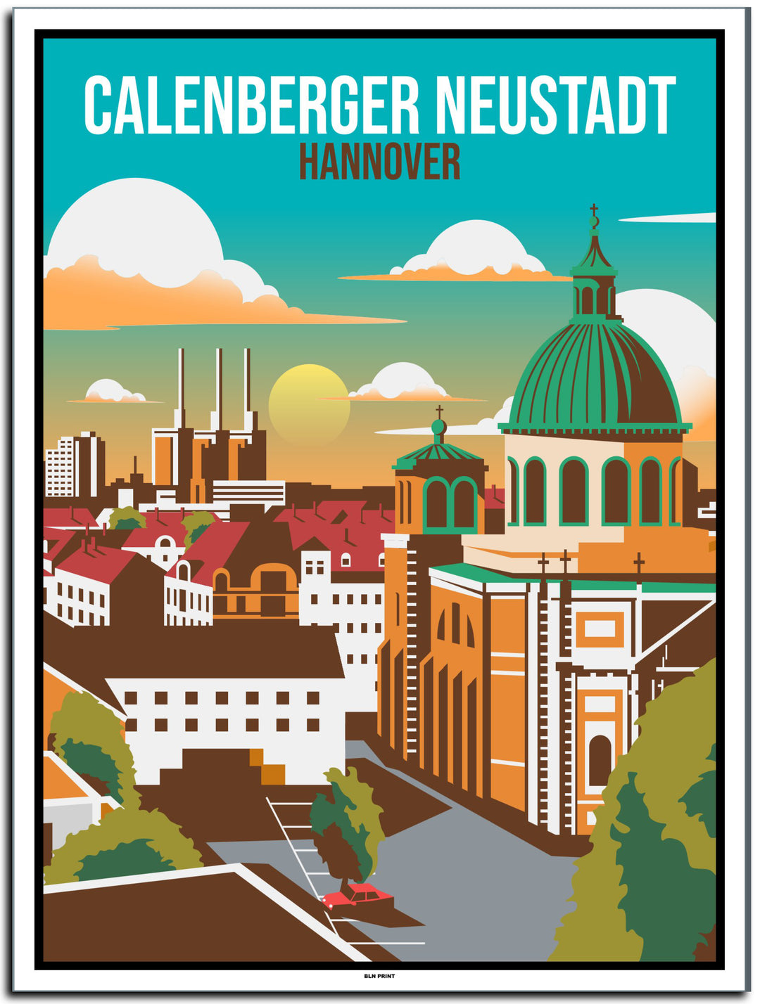 vintage kunstdruck poster Calenberger Neustadt Hannover #30x40cm-weier-farbrand