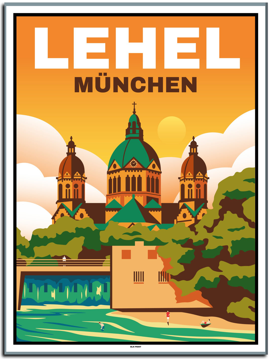 vintage kunstdruck poster lehel münchen #30x40cm-weier-farbrand