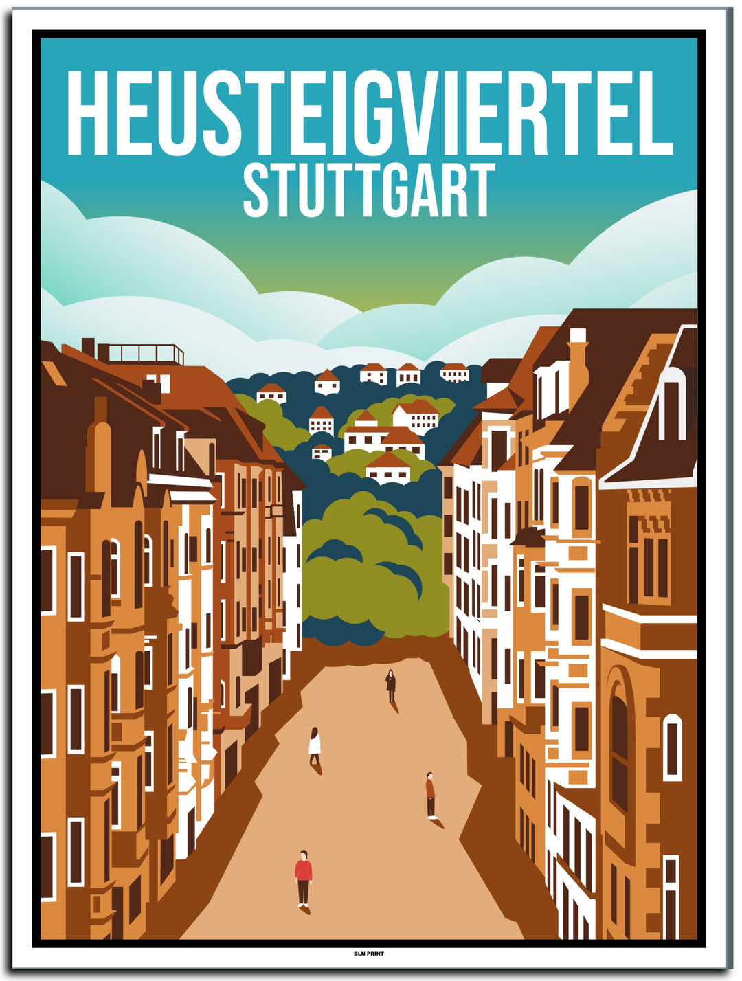 vintage kunstdruck poster stuttgart süd #30x40cm-weier-farbrand