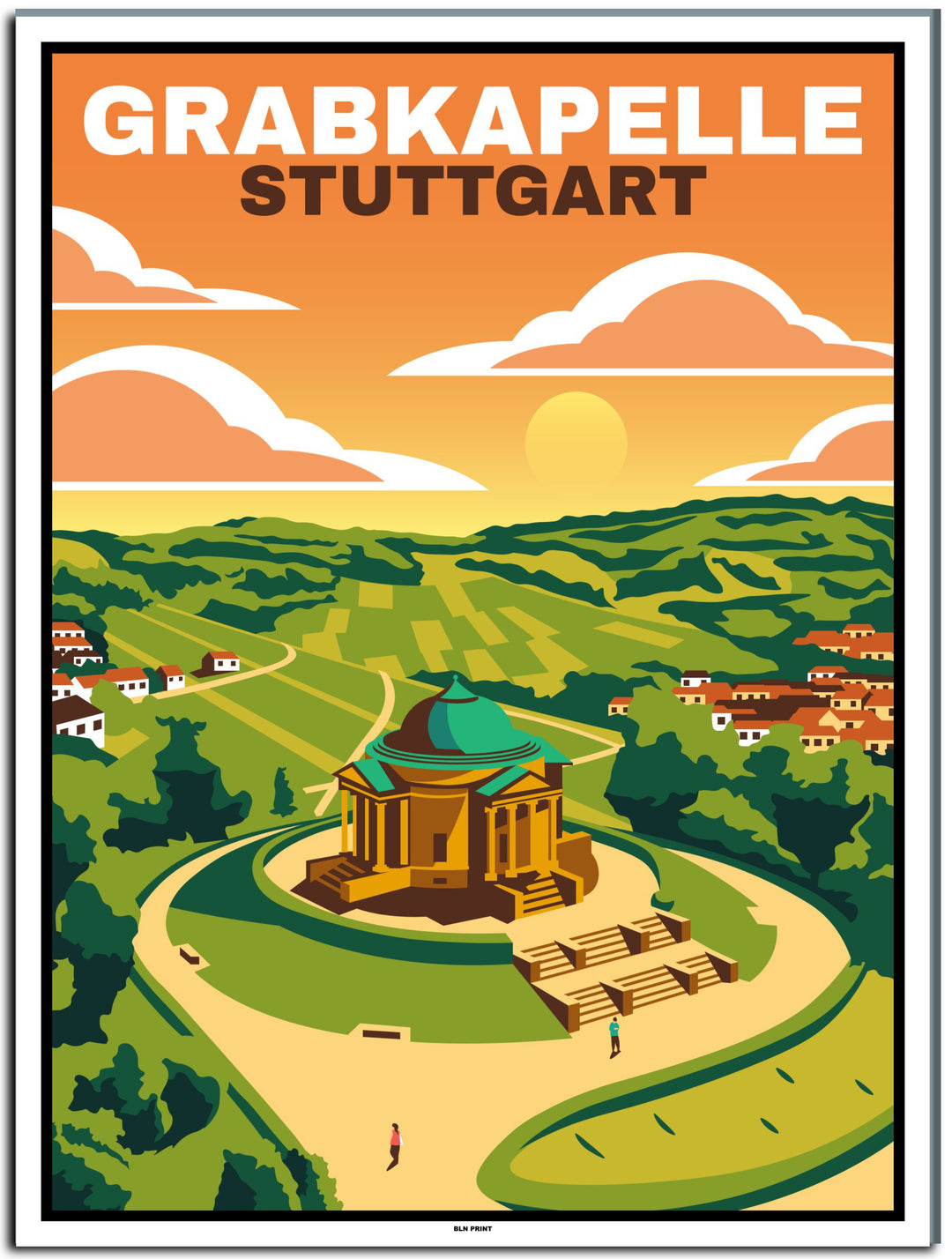 vintage kunstdruck poster stuttgart grabkapelle #30x40cm-weier-farbrand