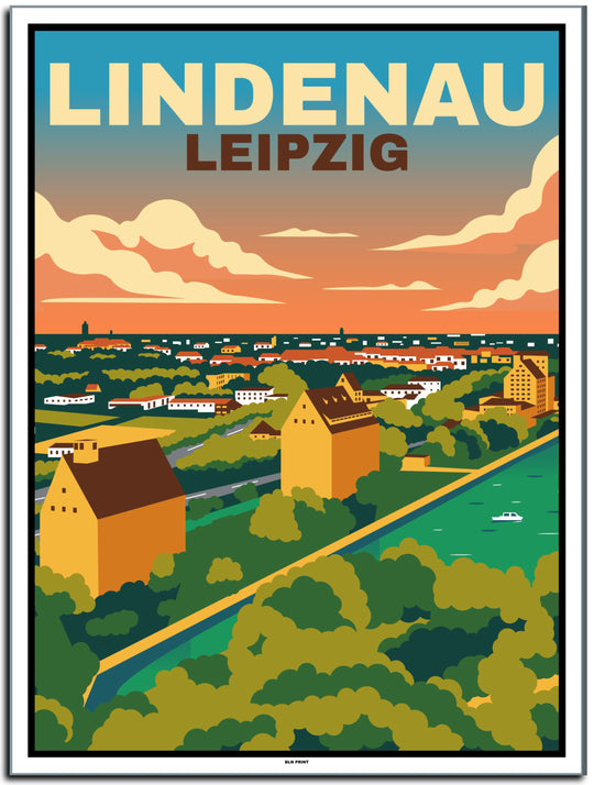 vintage kunstdruck poster Lindenau Leipzig #30x40cm-weier-farbrand
