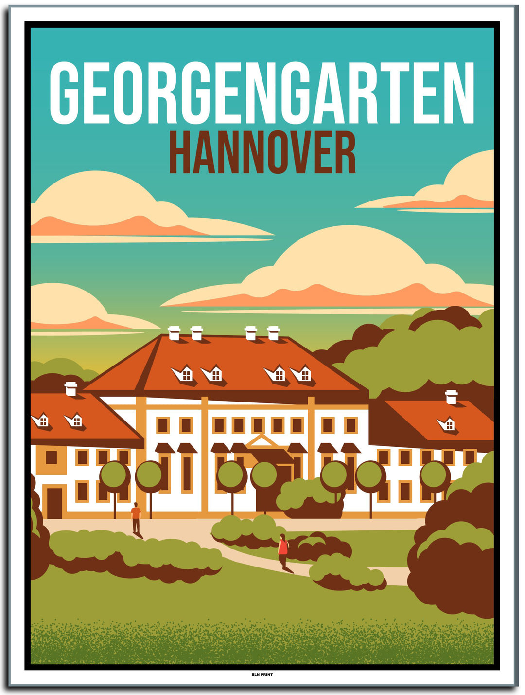 vintage kunstdruck poster Georgengarten Hannover #30x40cm-weier-farbrand