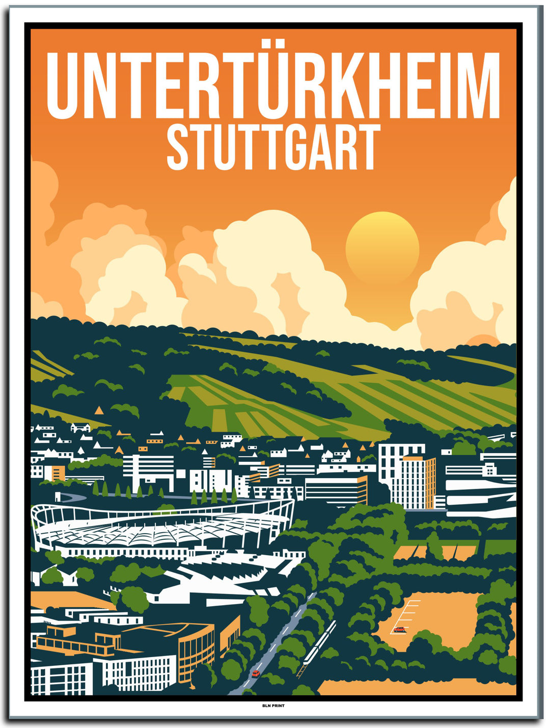 vintage kunstdruck poster stuttgart untertürkheim #30x40cm-weier-farbrand