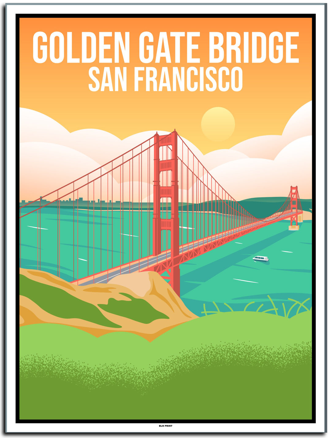 vintage travel poster san Francisco #30x40cm-white-color-border